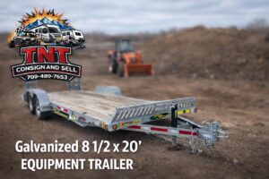 2023 galvanized 8 1/2‘ x 20‘ tandem equipment trailer