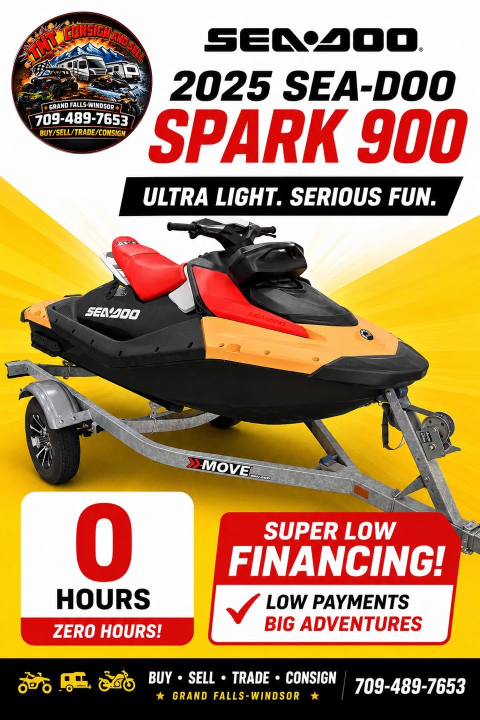 2025 Sea-Doo spark 900 (90Hp) PWC with a 2025 Karavan trailer